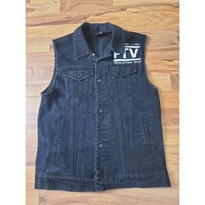 Pierce The Veil Denim Vest Graphic Back Hit Print SZ Small